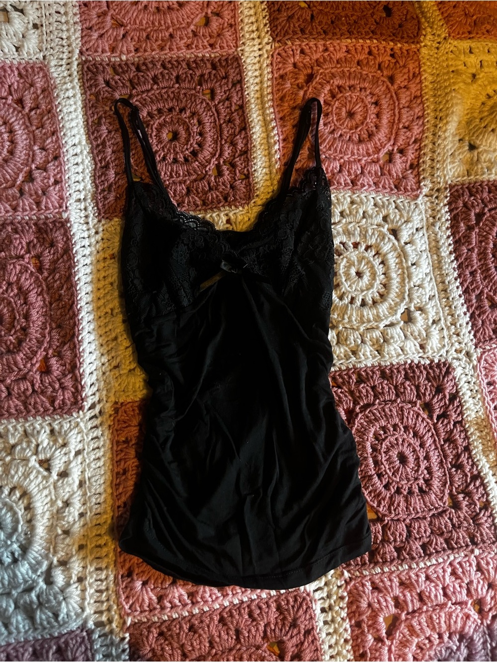 Black Lace Trim Camisole Tank Top